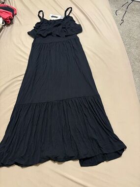NWT Black Maxi Sundress with Ruffle Bodice